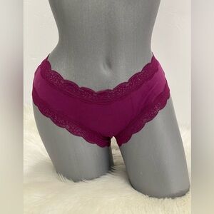 Victoria’s Secret Pink Cotton Lace-Trim Cheeky Cheekster Panty Underwear. NWT